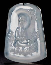 翡翠高冰种无色凝心净世挂件