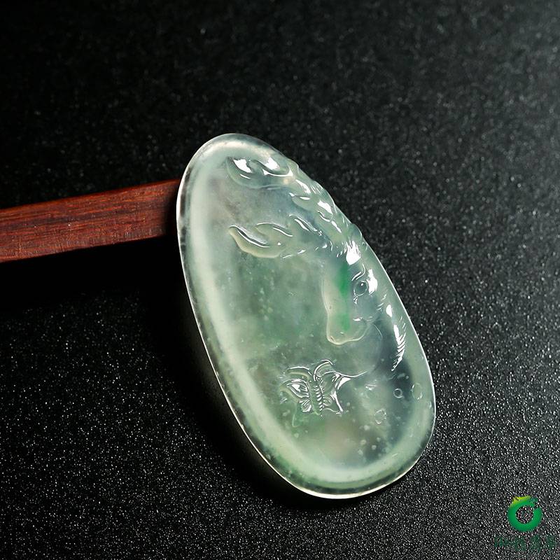缅甸天然翡翠A货玉牌 福禄 11.4克