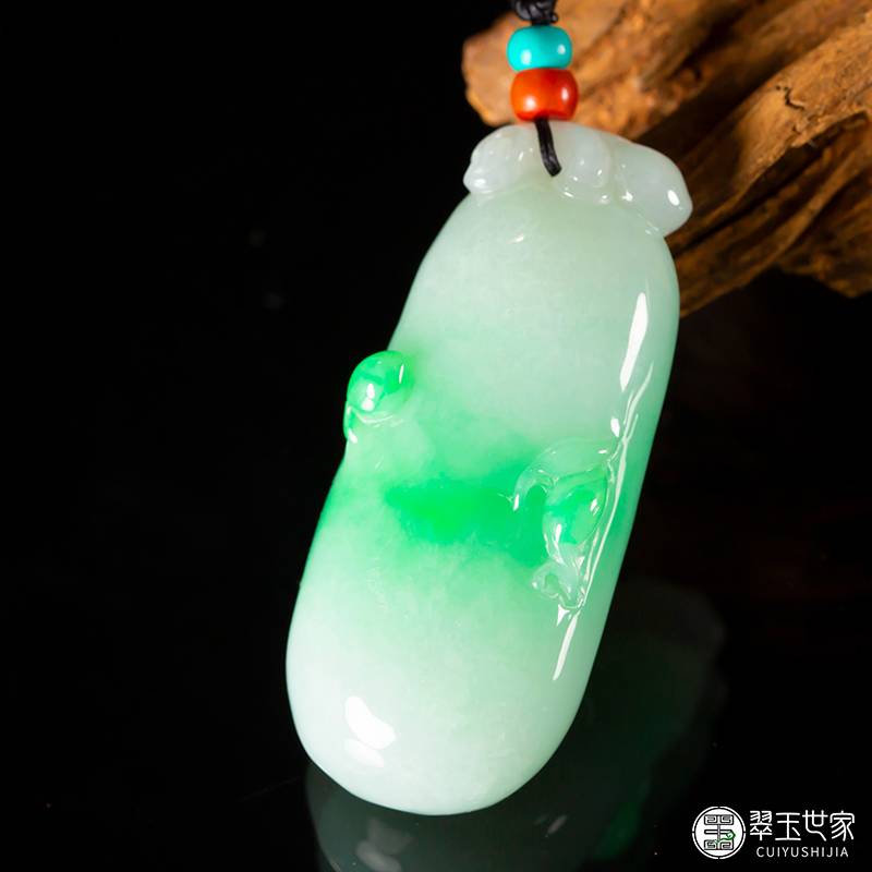 缅甸翡翠A货冰糯种吊坠挂件 福瓜 54.2克