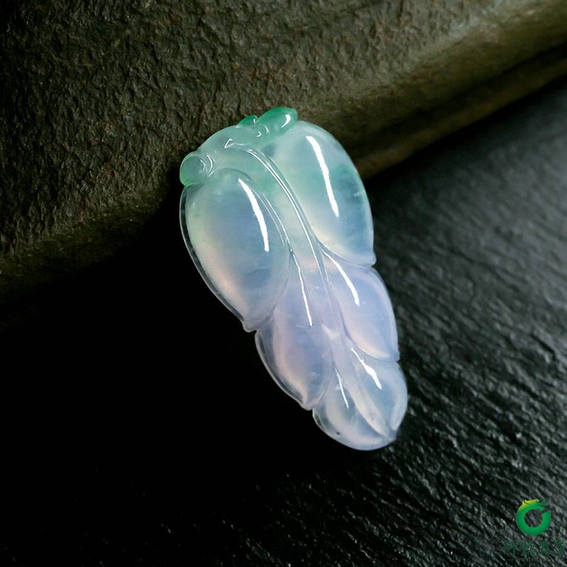 缅甸翡翠A货糯冰种春带彩 金枝玉叶 9.3克