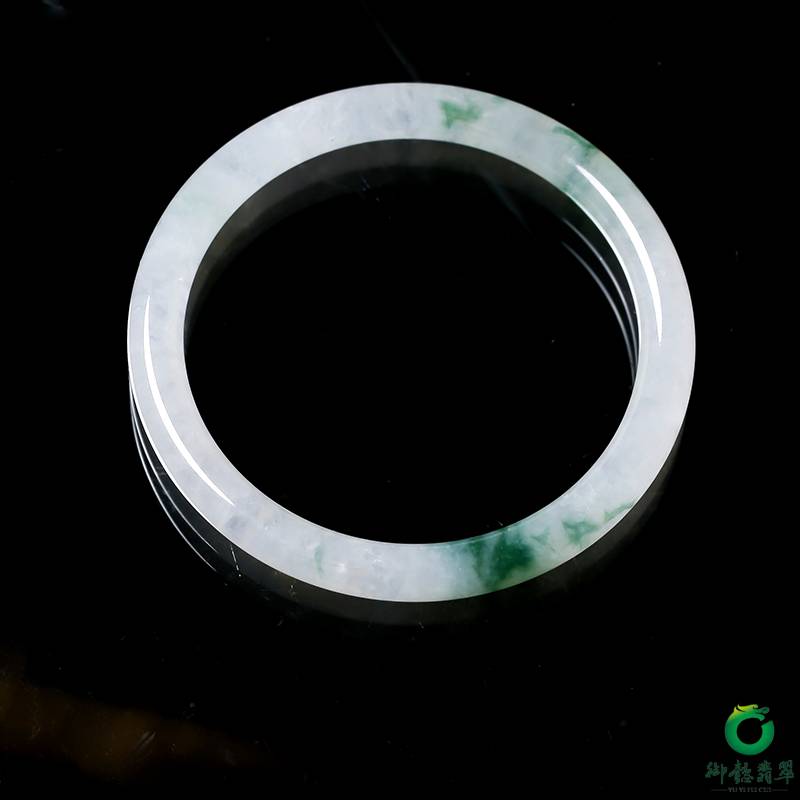 缅甸天然A货冰糯种飘花细圆条手镯 内径53.5mm