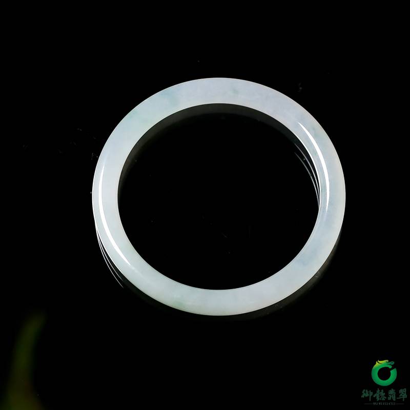 缅甸天然A货翡翠糯冰种飘蓝花手镯 内径54mm 23.8克