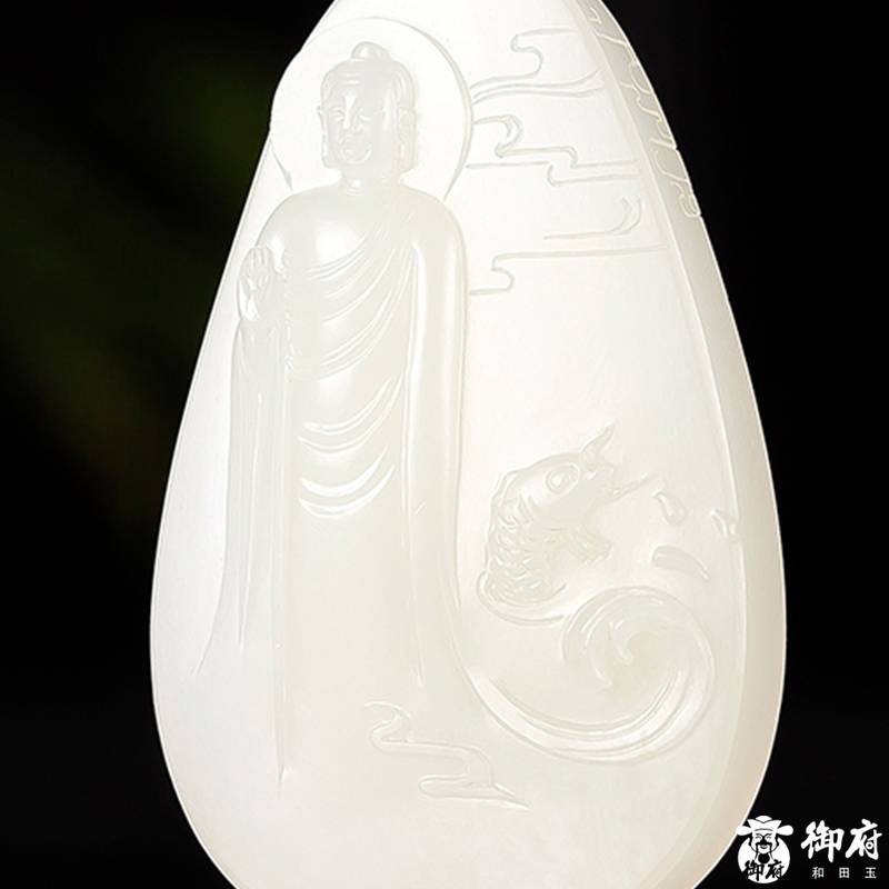 新疆和田玉原毛孔皮0白玉籽玉挂件 礼佛 18.8克 图片2