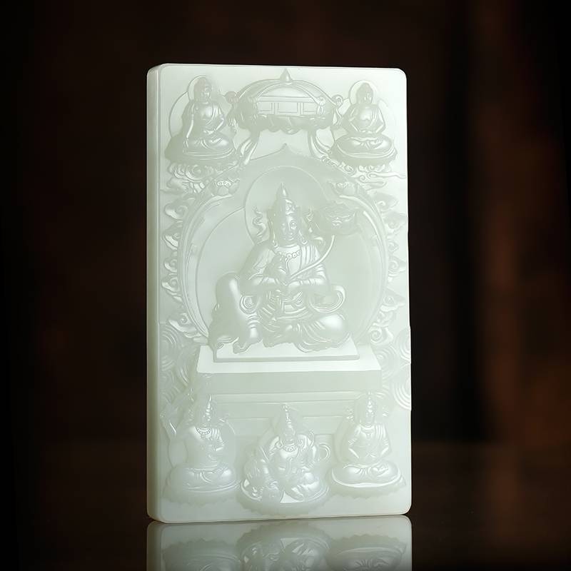 付雪飞工作室  "神工奖金奖" 重 1995克 新疆和玉玉白玉籽玉 摆件 四大菩萨 图片10