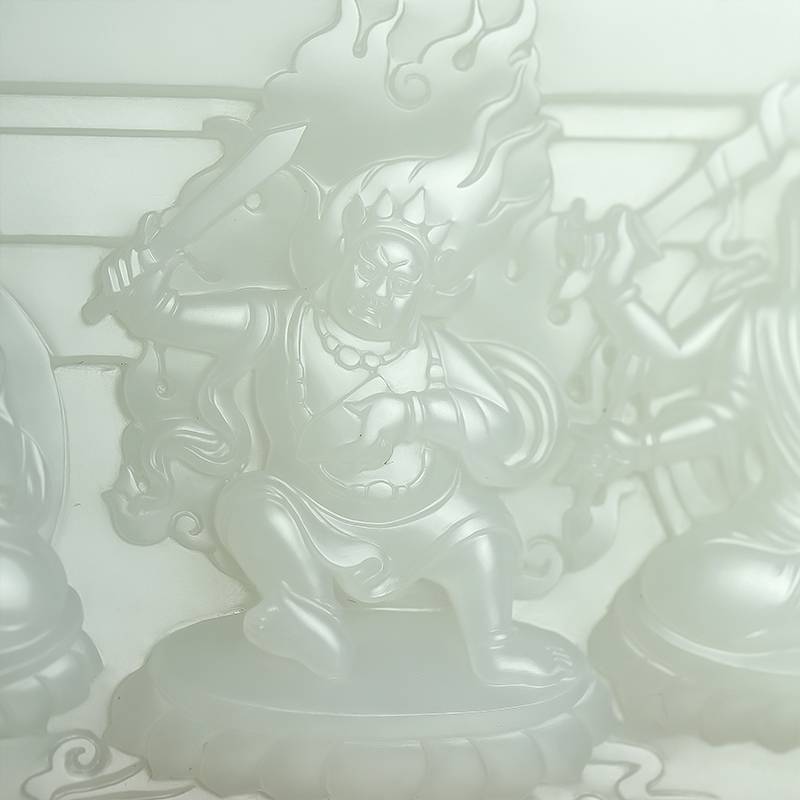 付雪飞工作室  "神工奖金奖" 重 1995克 新疆和玉玉白玉籽玉 摆件 四大菩萨 图片4
