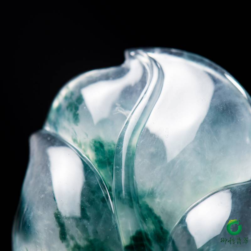翡翠翡翠A货冰种飘花吊坠 大业有成 5.6克 图片5