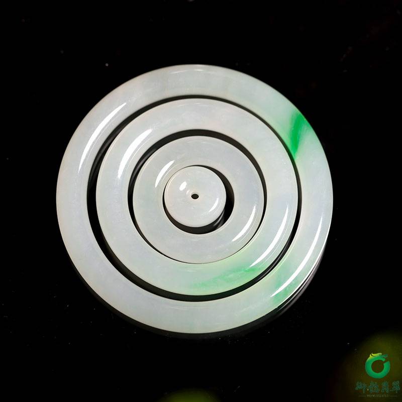 缅甸天然翡翠冰飘花 平安扣套装 同心同德 27.6克 图片5