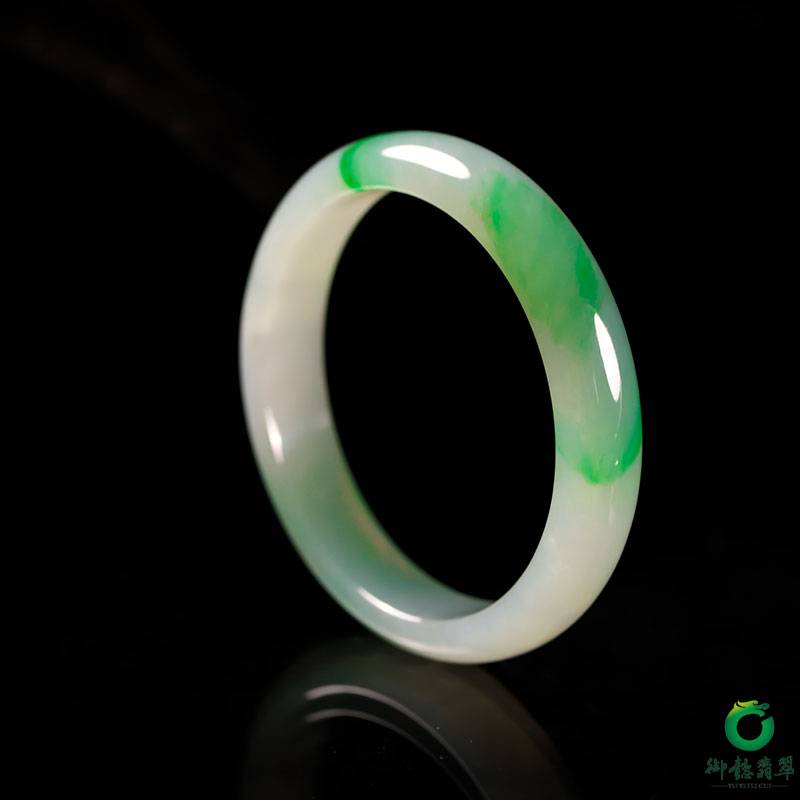 缅甸翡翠A货冰种飘花手镯 42.2克 内径54.5mm 图片2
