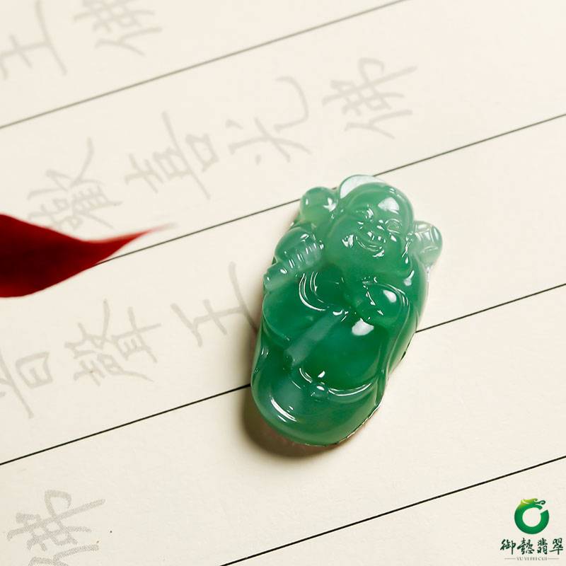 缅甸天然A货翡翠糯冰种满绿挂件 财神 4克 图片2