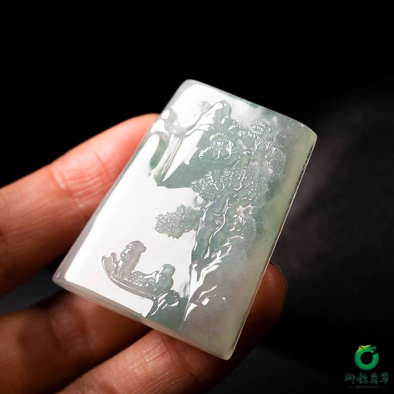缅甸翡翠冰种山水情玉牌 25.7g 图片6