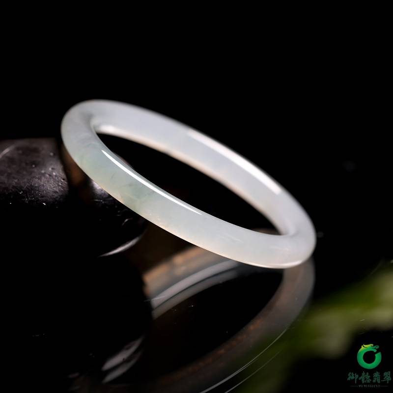 缅甸天然翡翠 冰飘蓝花 福镯 内径54.5mm 30.5克 图片4