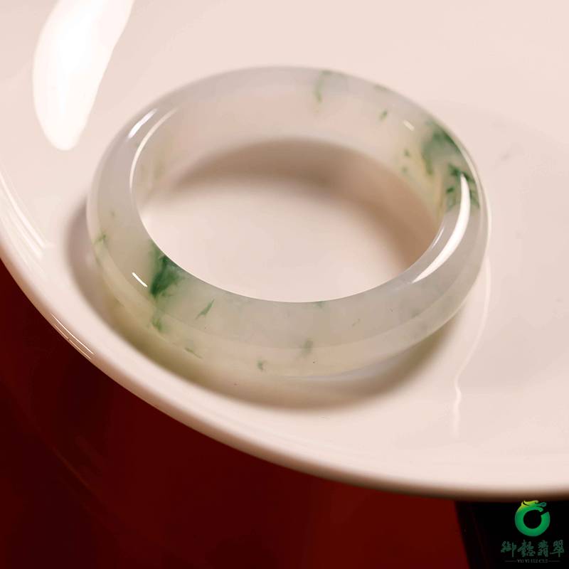 缅甸天然A货冰种飘花 手镯 内径57.5mm 78.4克 图片2