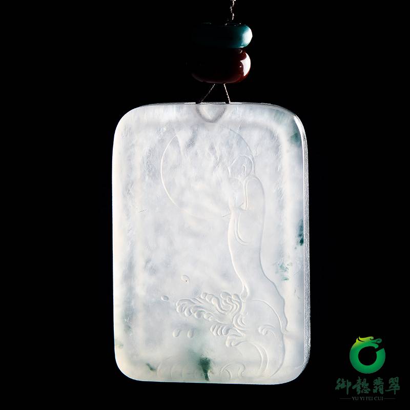 缅甸翡翠A货冰种飘花挂件 悟道 7克 图片2