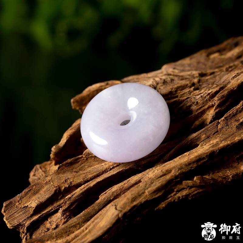 缅甸天然翡翠A货 糯冰种紫罗兰翡翠 平安扣 12.3克 图片4