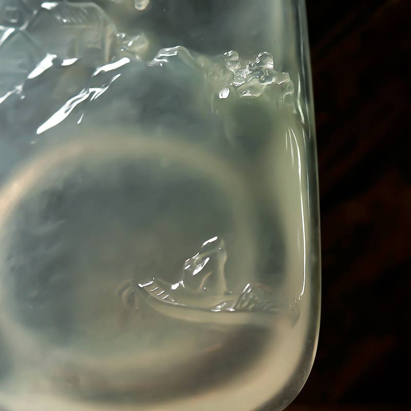 缅甸翡翠冰种玉牌 山水情 21.2克 图片5