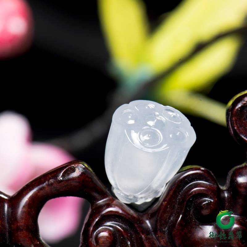 缅甸天然A货 翡翠冰种晴水喜事连连挂件 图片7