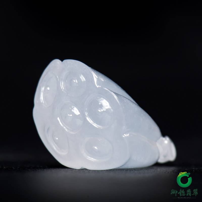 缅甸天然A货 翡翠冰种晴水喜事连连挂件 图片2