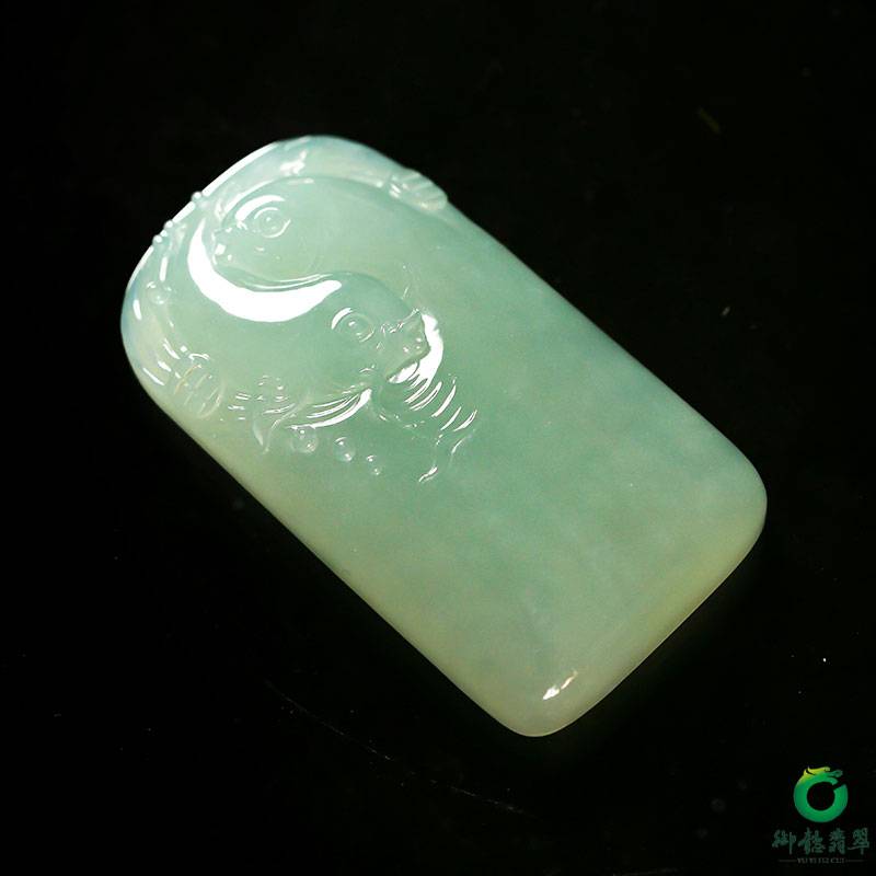 缅甸翡翠A货糯种挂坠 如鱼得水 60克 图片5