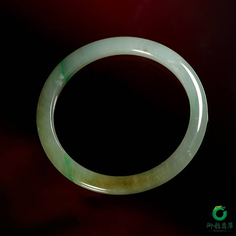 缅甸翡翠糯冰种黄加绿 手镯20.5g 图片5