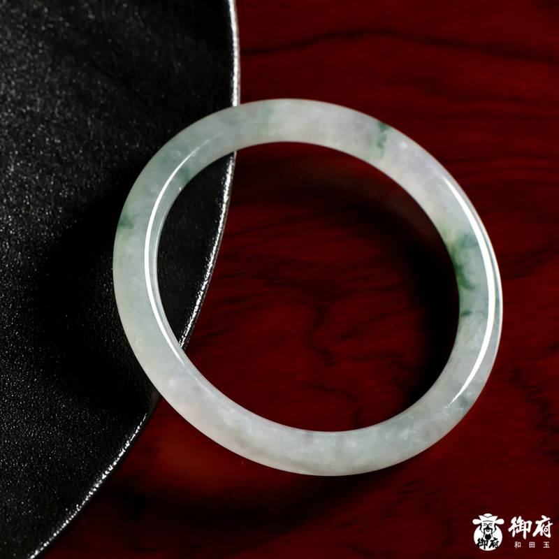 缅甸翡翠A货冰种飘花细圆条手镯 27.2克 内径54mm 图片4